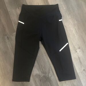 SHEIN Black Leggings with White Stripes